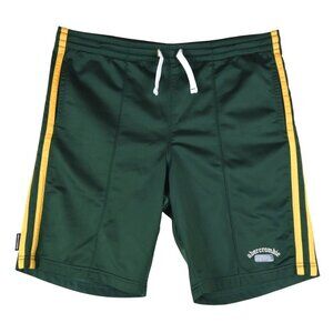 Abercrombie Green Gold Striped Retro Athletic Shorts XL Polyester 92 Tiger Logo